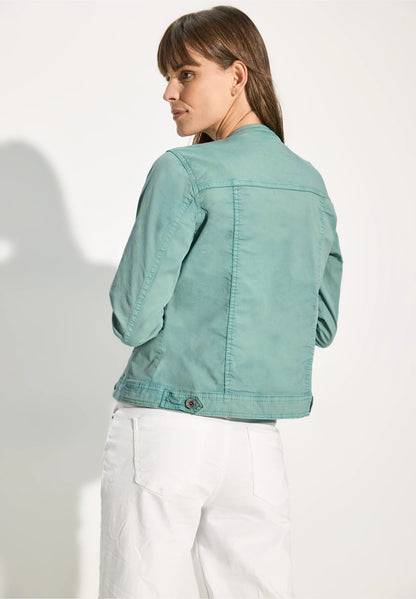 Denim-Look Jacket with Stand-Up Collar