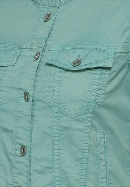 Denim-Look Jacket with Stand-Up Collar