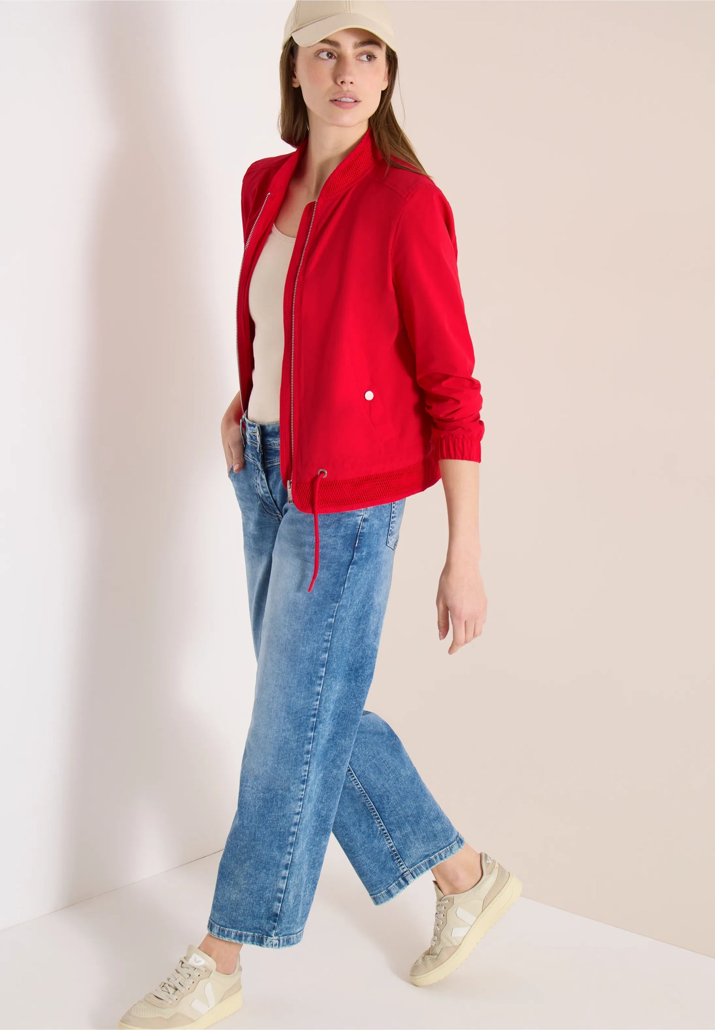 Lightweight Bomber Jacket with Drawstring