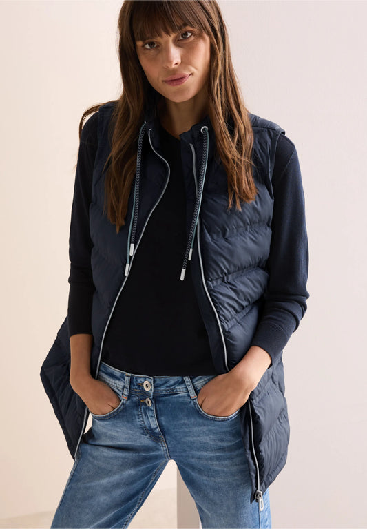 Midi Lined Gilet, Dark Navy Blue