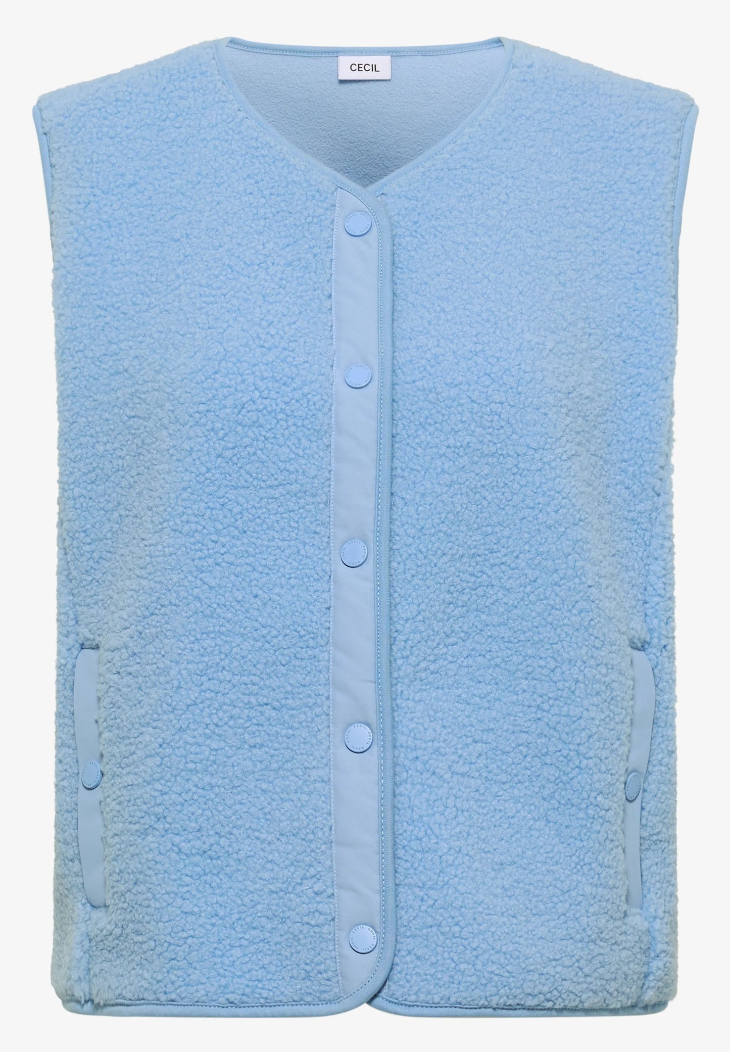 Teddy Fleece Button-Up Gilet, Light Blue