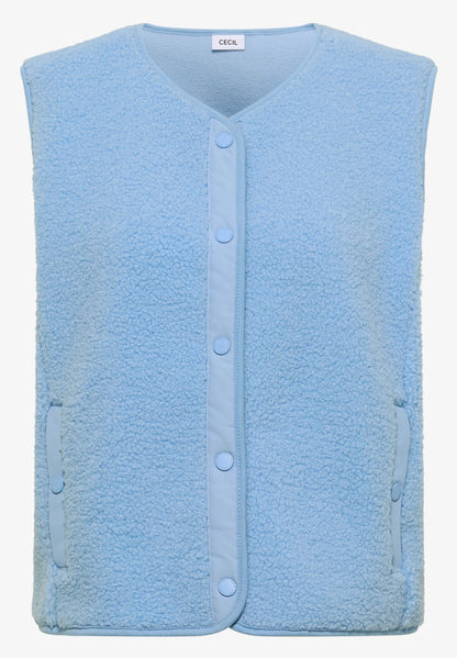 Teddy Fleece Button-Up Gilet, Light Blue