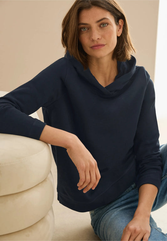 Basic Cotton Blend Hoodie, Navy