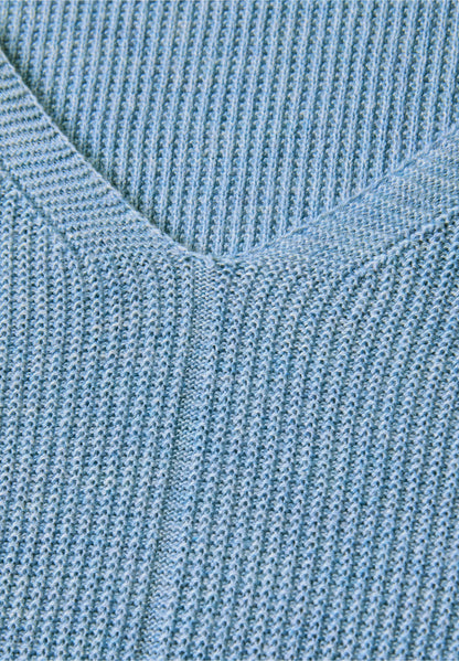 Textured V-Neck Knit Sweater, Whisper Blue Melange