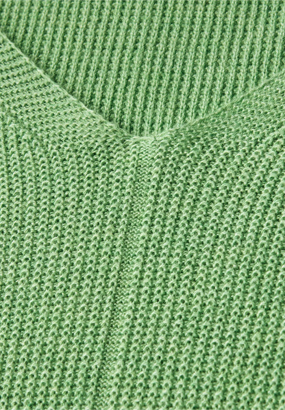 Textured V-Neck Knit Sweater,  Fennel Green Melange