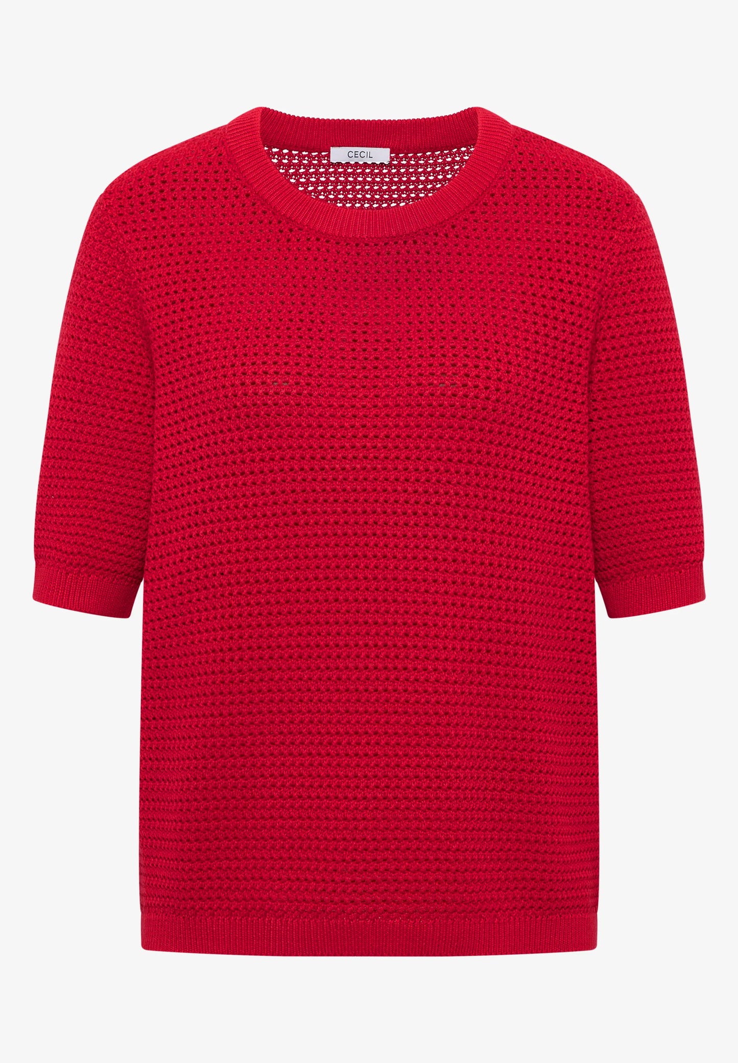 Textured Knit Short Sleeve Top, Red