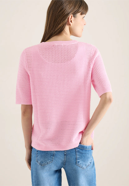Textured Knit Short Sleeve Top, Pink