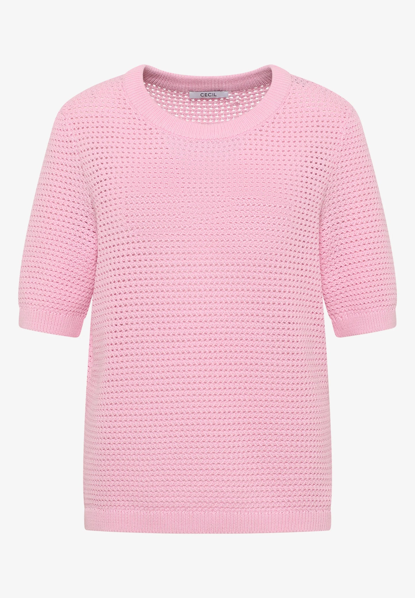 Textured Knit Short Sleeve Top, Pink