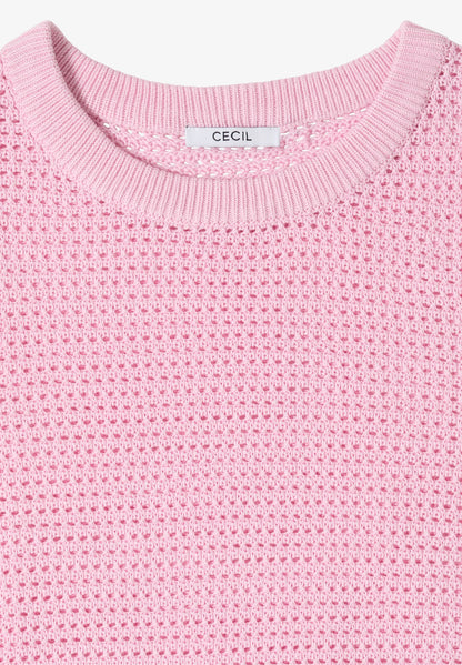 Textured Knit Short Sleeve Top, Pink