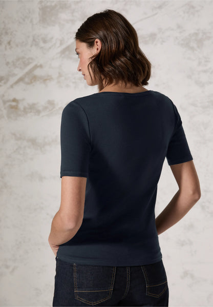 T-Shirt in Plain Color, Dark Blue