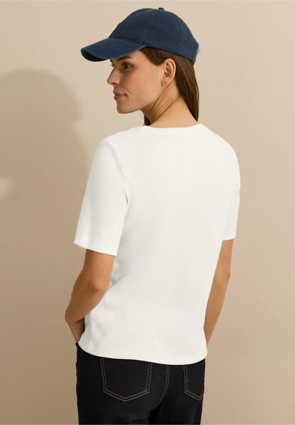 Basic Ribbed T-Shirt, Vanilla White