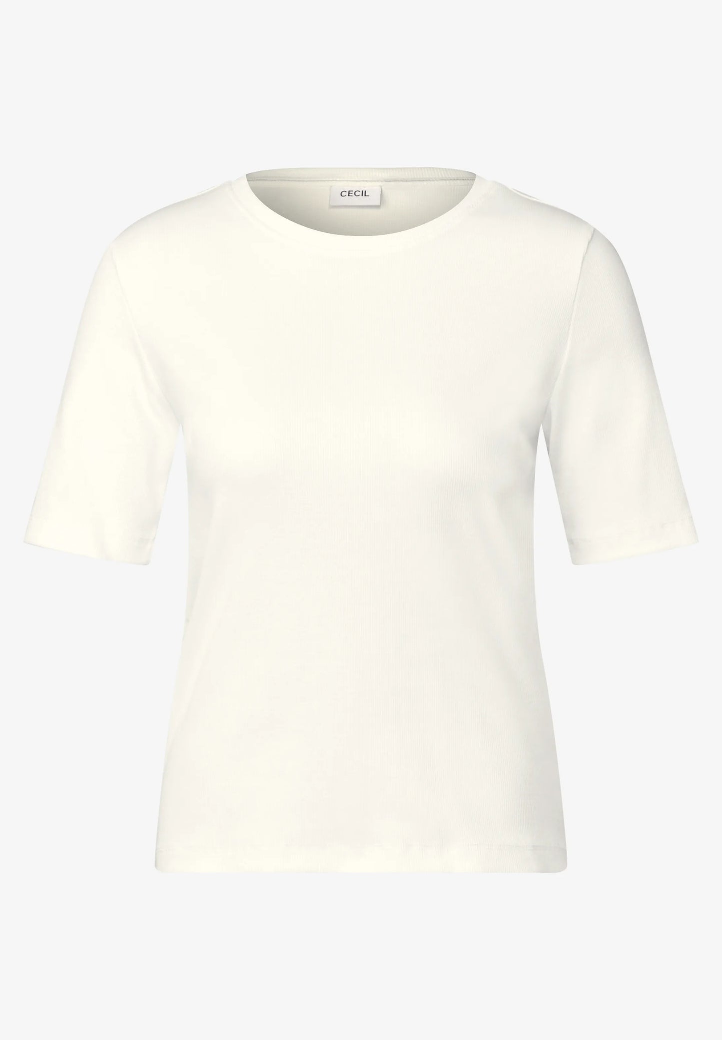 Basic Ribbed T-Shirt, Vanilla White