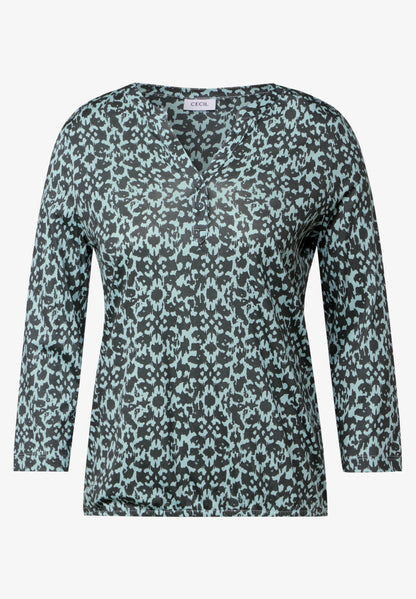 Printed Tunic Shirt, Cool Green