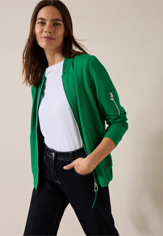 Lightweight Bomber Jacket with Zip Detail, Green