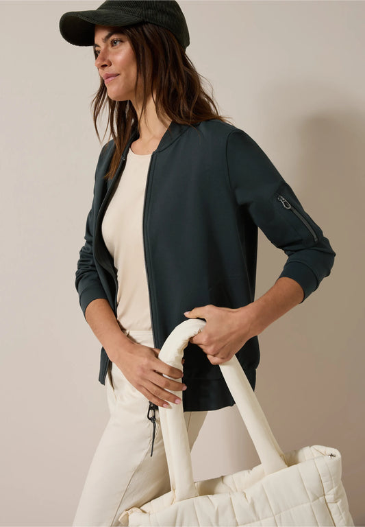 Lightweight Bomber Jacket with Zip Detail, Navy