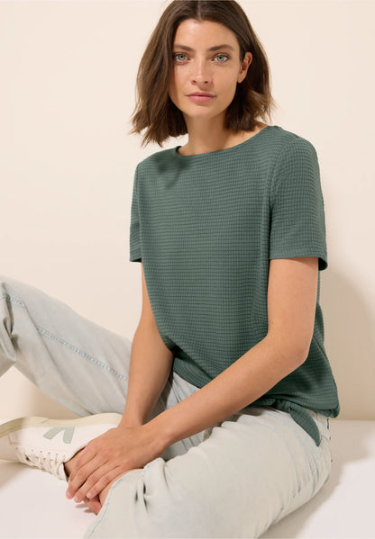 Knot Detail T-Shirt with Boat Neck, Balmy Khaki