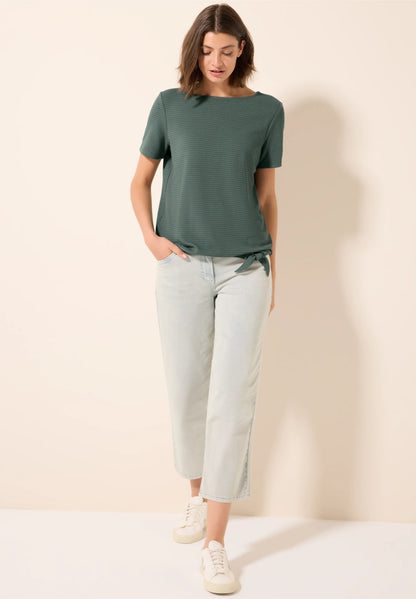 Knot Detail T-Shirt with Boat Neck, Balmy Khaki