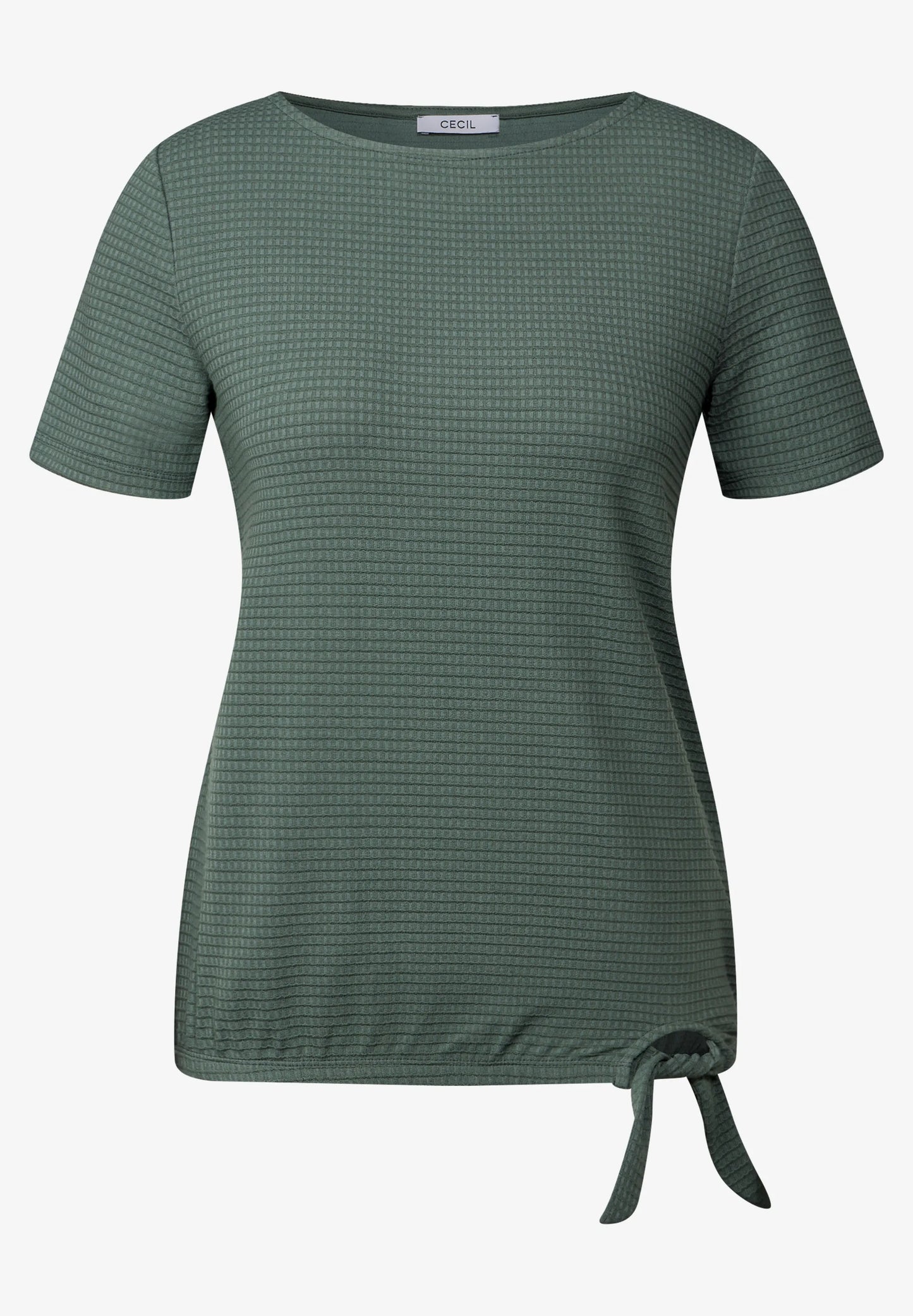 Knot Detail T-Shirt with Boat Neck, Balmy Khaki