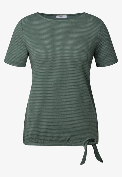 Knot Detail T-Shirt with Boat Neck, Balmy Khaki