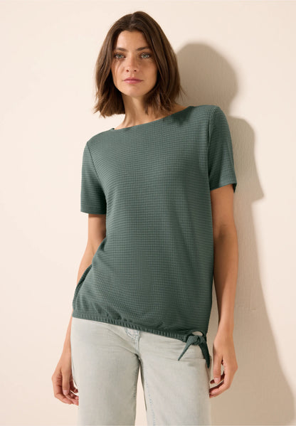 Knot Detail T-Shirt with Boat Neck, Balmy Khaki