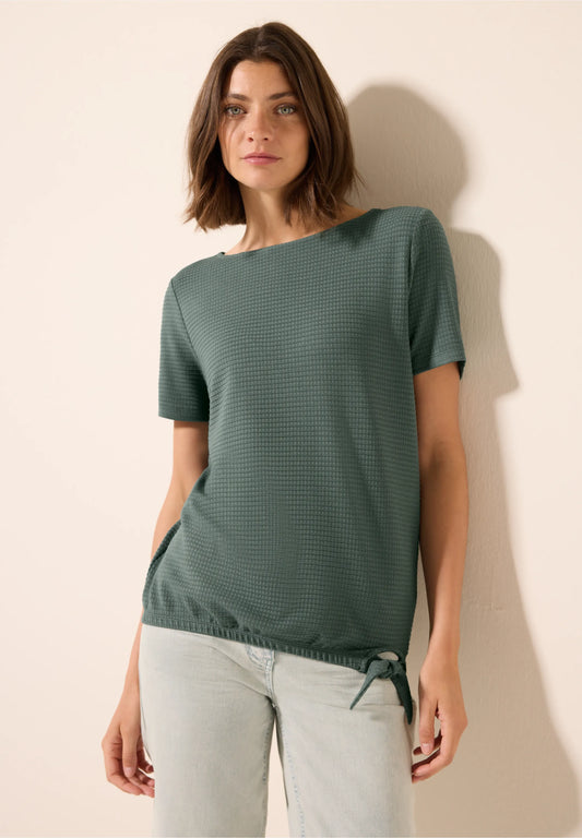 Knot Detail T-Shirt with Boat Neck, Balmy Khaki
