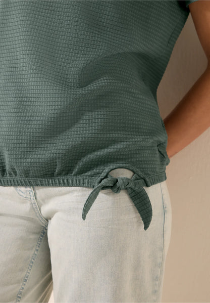 Knot Detail T-Shirt with Boat Neck, Balmy Khaki
