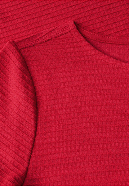 Knot Detail T-Shirt with Boat Neck, Glazed Apple Red