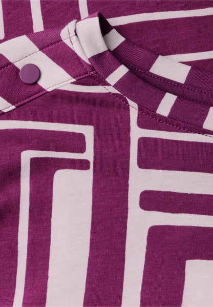 Geometric Print T-Shirt with Button Detail