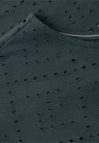 Casual T-Shirt with A Perforated Design, Charcoal