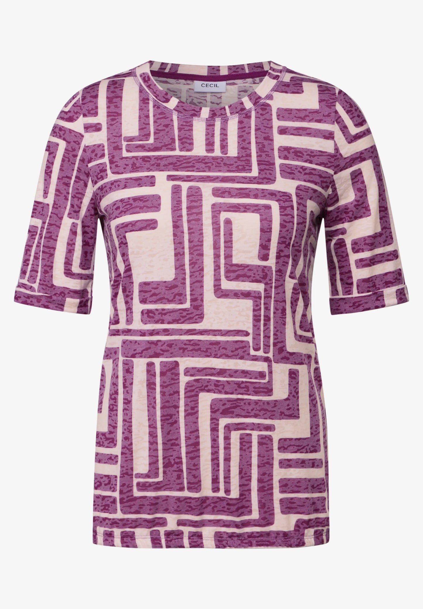 T-shirt with Burnout Effect, Fuchsia