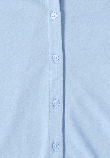 Button Front Jersey Top with Short Sleeves, Light Sky Blue
