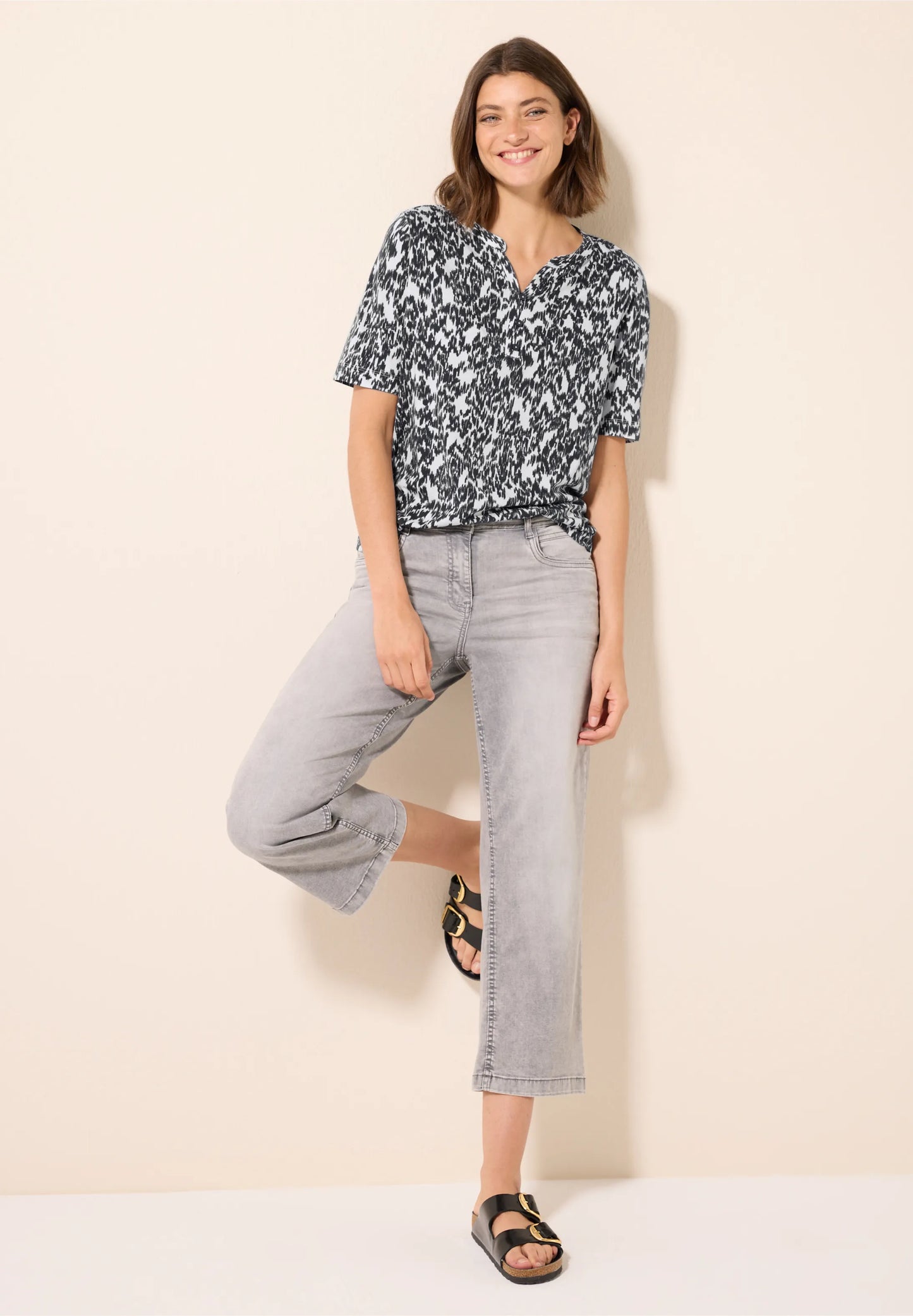 Printed Notch Neck T-Shirt