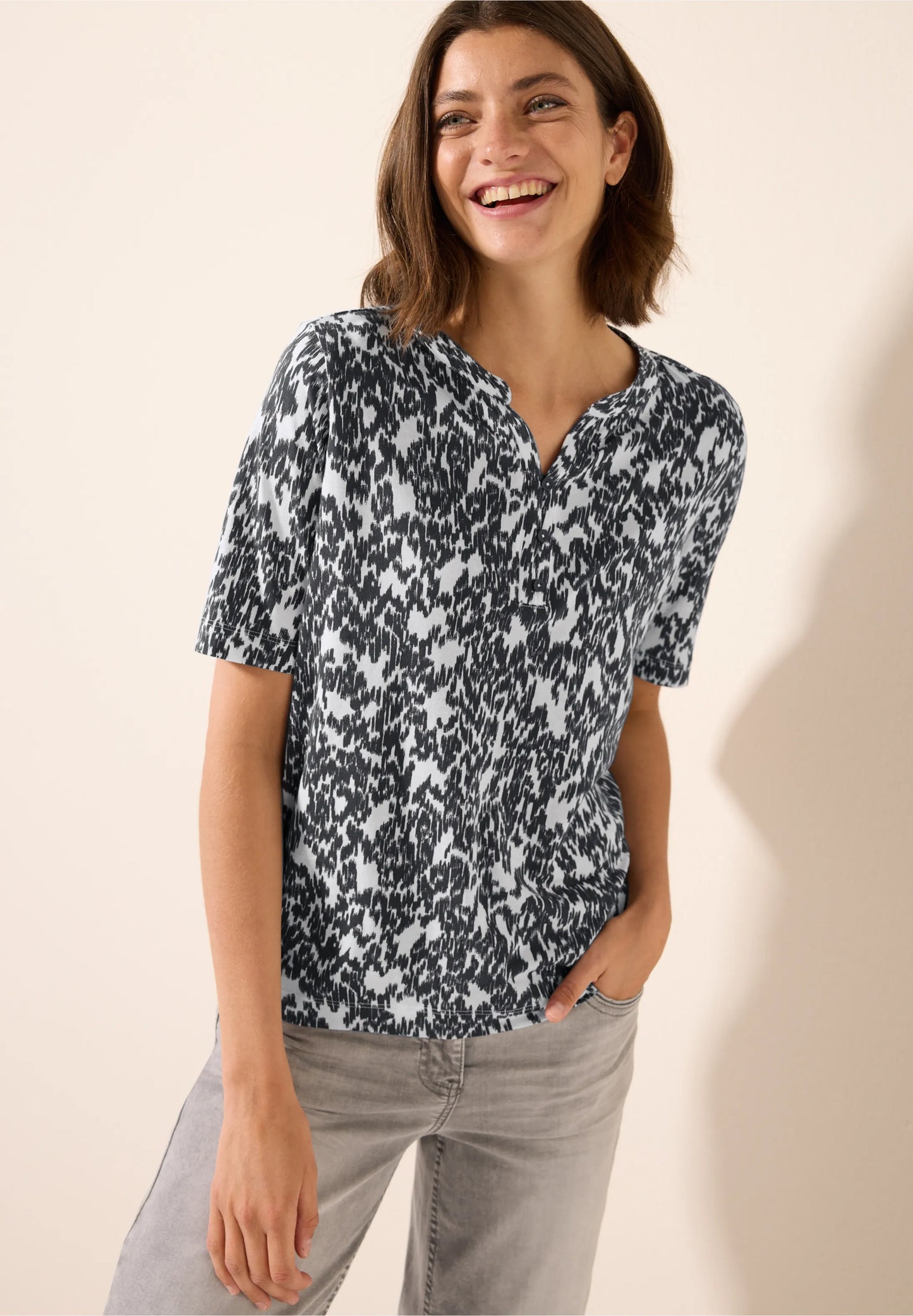 Printed Notch Neck T-Shirt