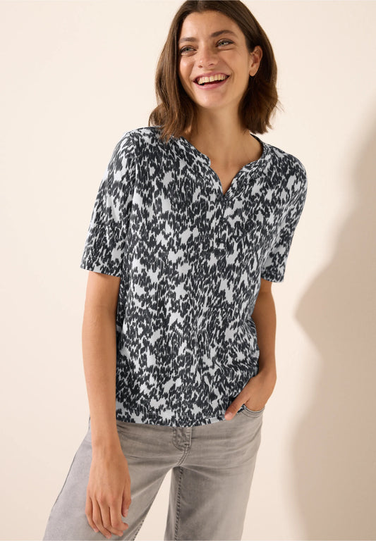 Printed Notch Neck T-Shirt