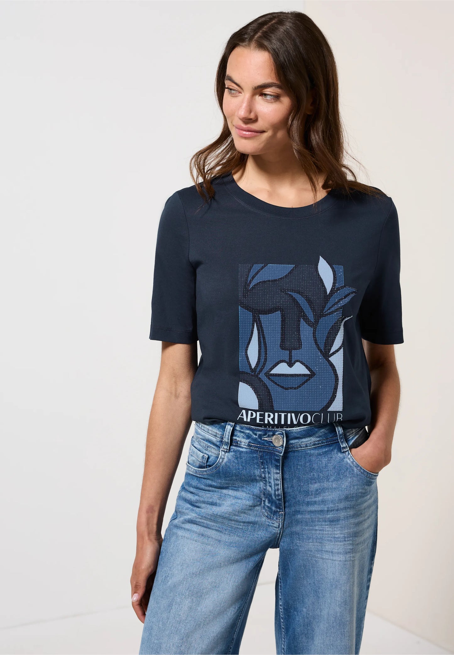 Printed T-Shirt with Decorative Stones