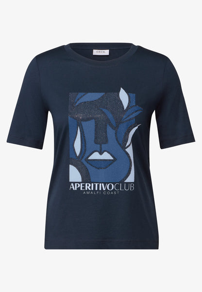 Printed T-Shirt with Decorative Stones