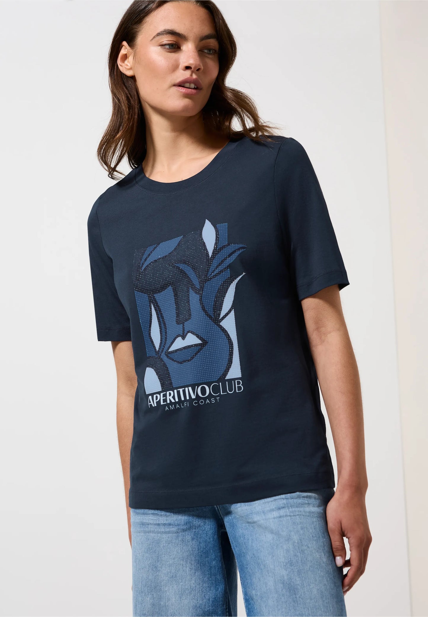 Printed T-Shirt with Decorative Stones