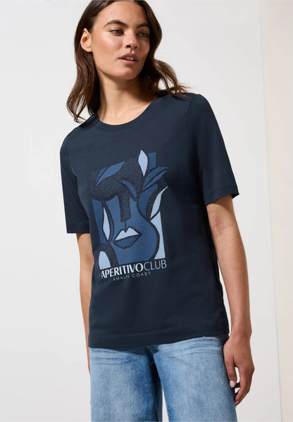 Printed T-Shirt with Decorative Stones