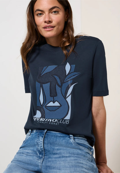 Printed T-Shirt with Decorative Stones