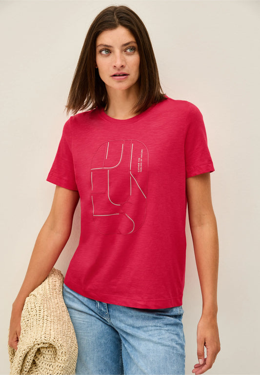 T-Shirt with Artwork Print, Glazed Apple Red