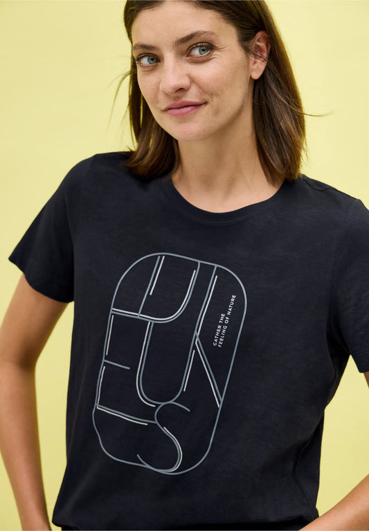 T-Shirt with Artwork Print, Dark Blue