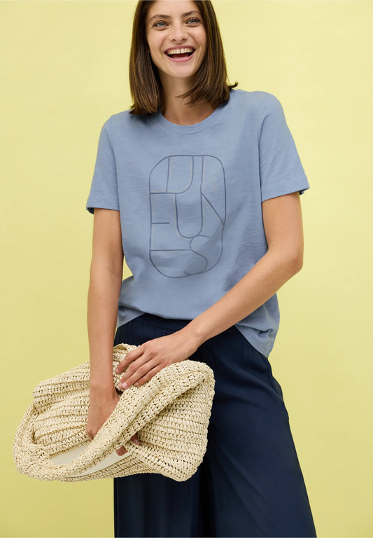 T-Shirt with Artwork Print, Mountain Blue