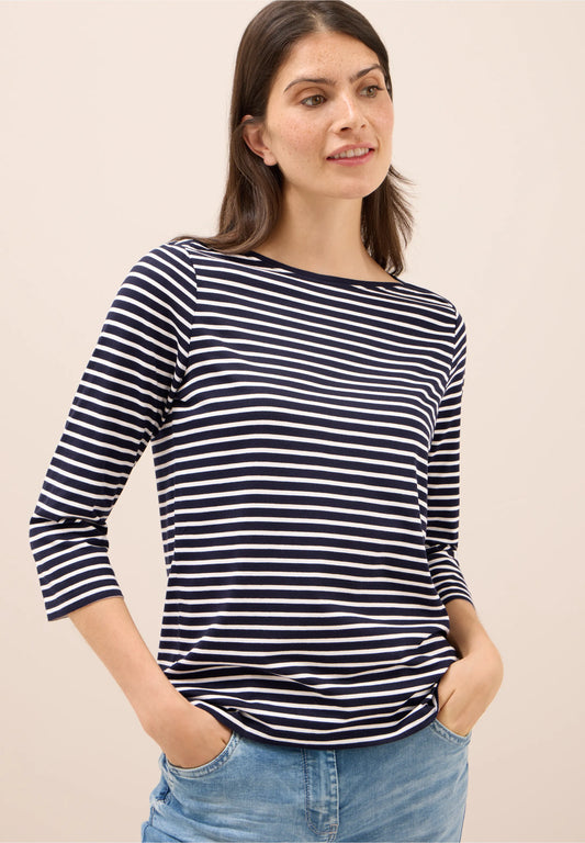 Striped Top with Boat Neck, Urban Dark Blue