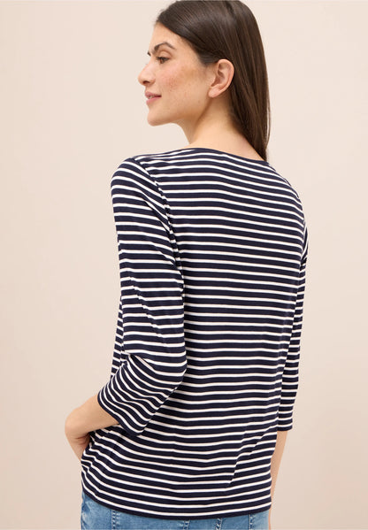 Striped Top with Boat Neck, Urban Dark Blue