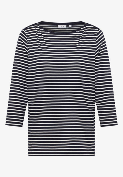 Striped Top with Boat Neck, Urban Dark Blue