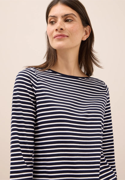 Striped Top with Boat Neck, Urban Dark Blue