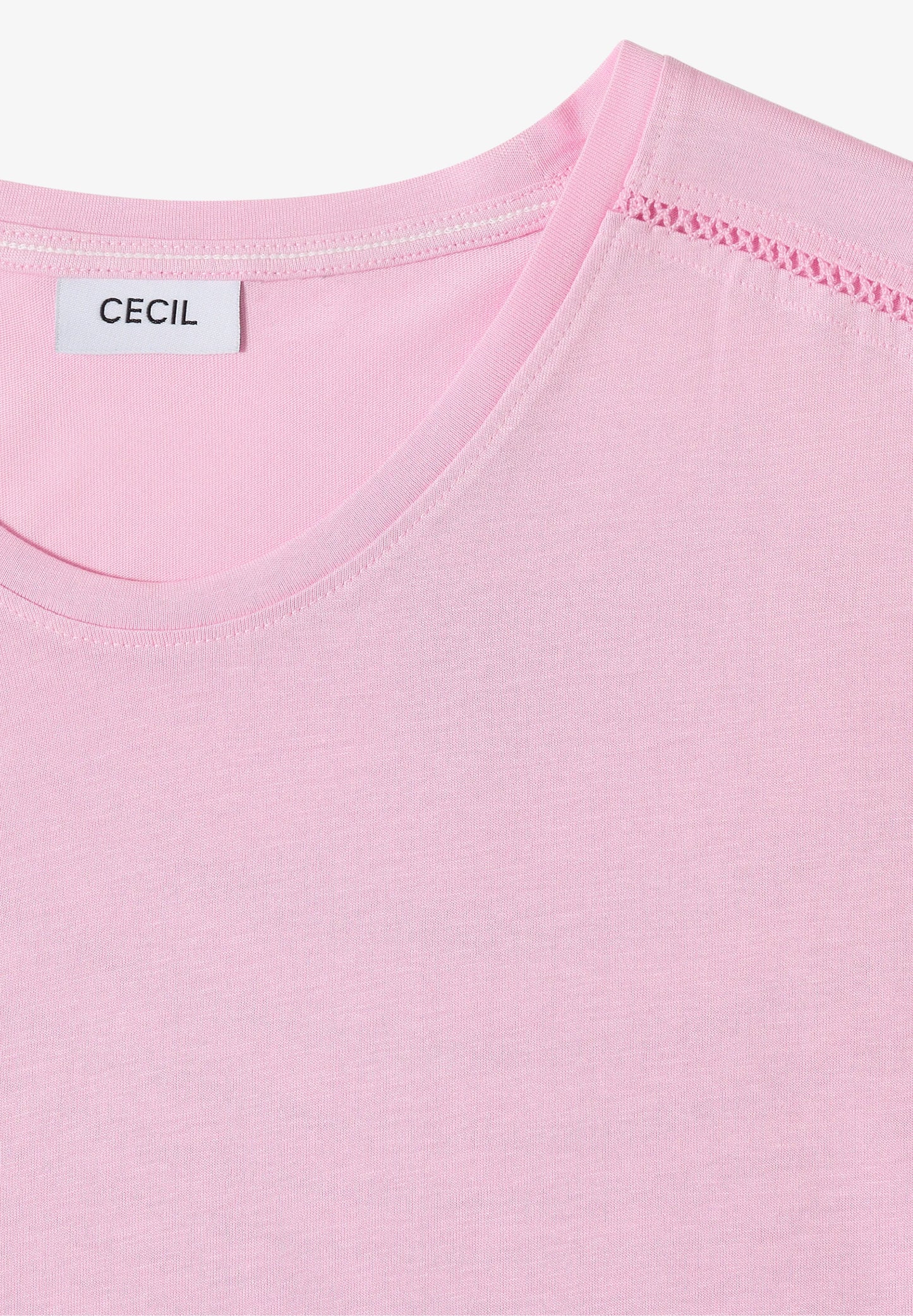 V-Neck T-Shirt with Lace Detail, Pink
