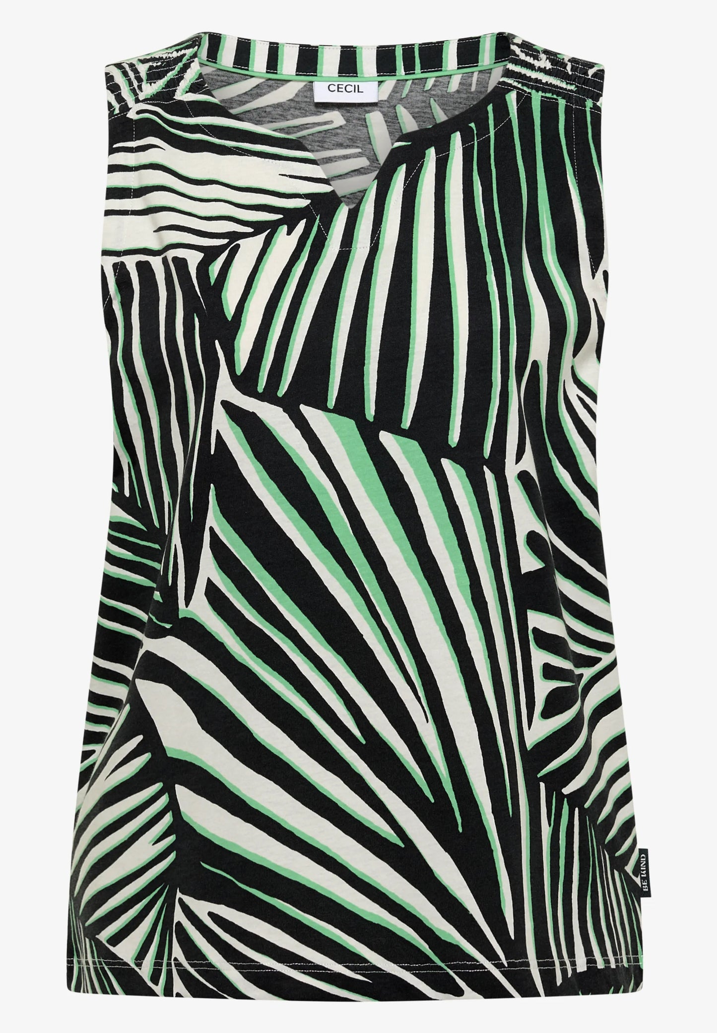 Sleeveless Tropical Print Cotton Top