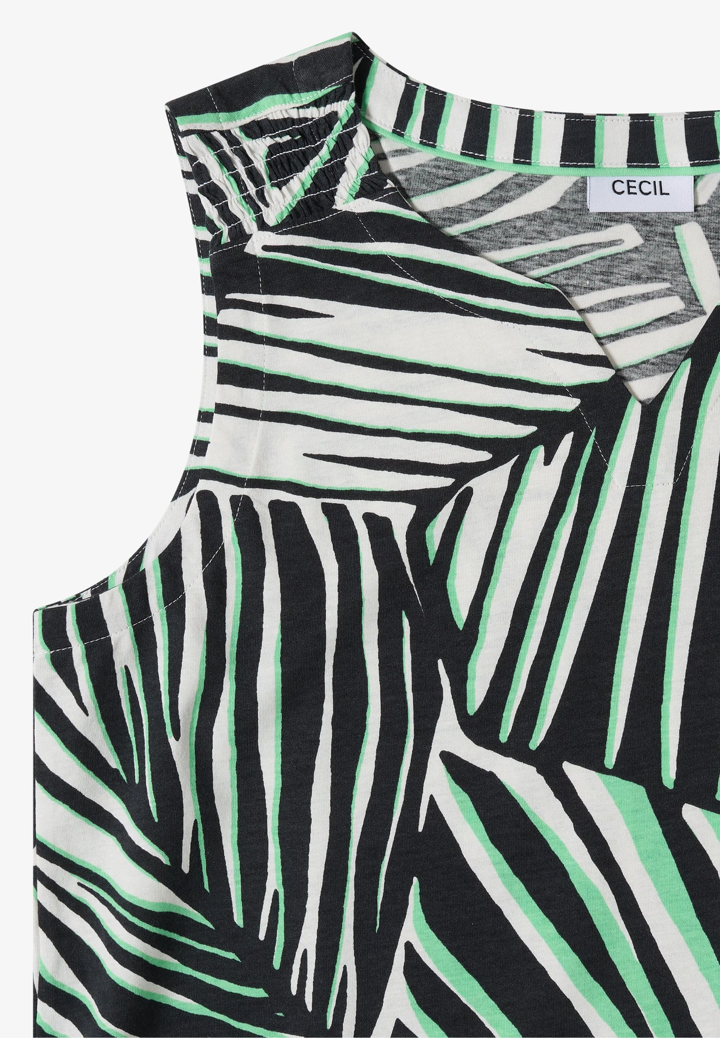Sleeveless Tropical Print Cotton Top