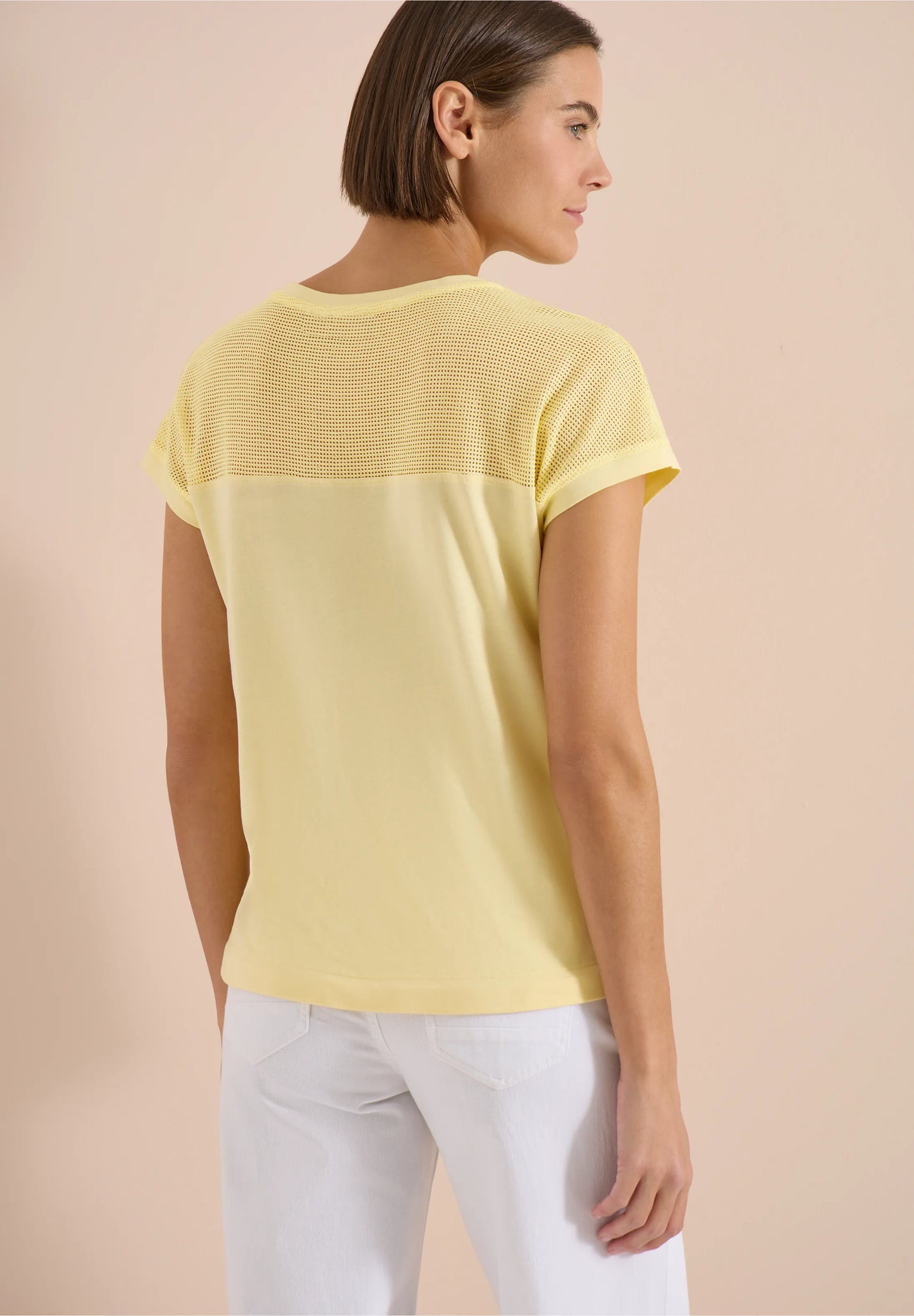 Mesh Detail Top with Drawstring Hem